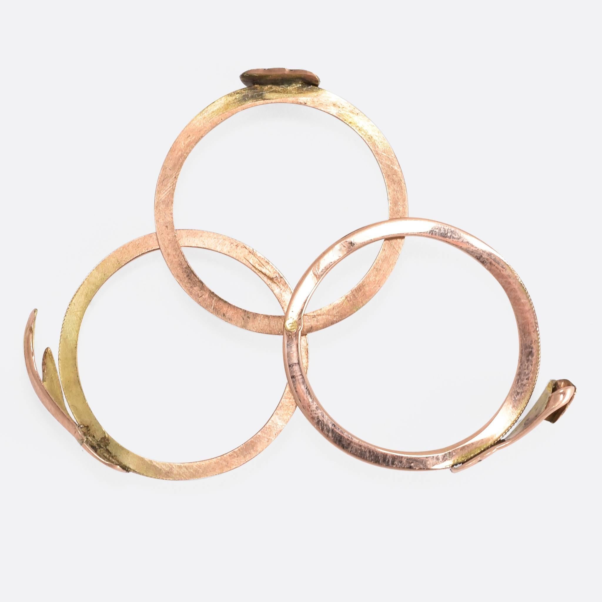 Victorian Gimmel Fede Handclasp Rose Gold Ring In Excellent Condition In Sale, Cheshire