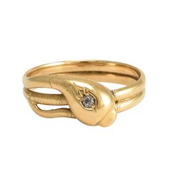 Antique Victorian Diamond Gold Snake Ring