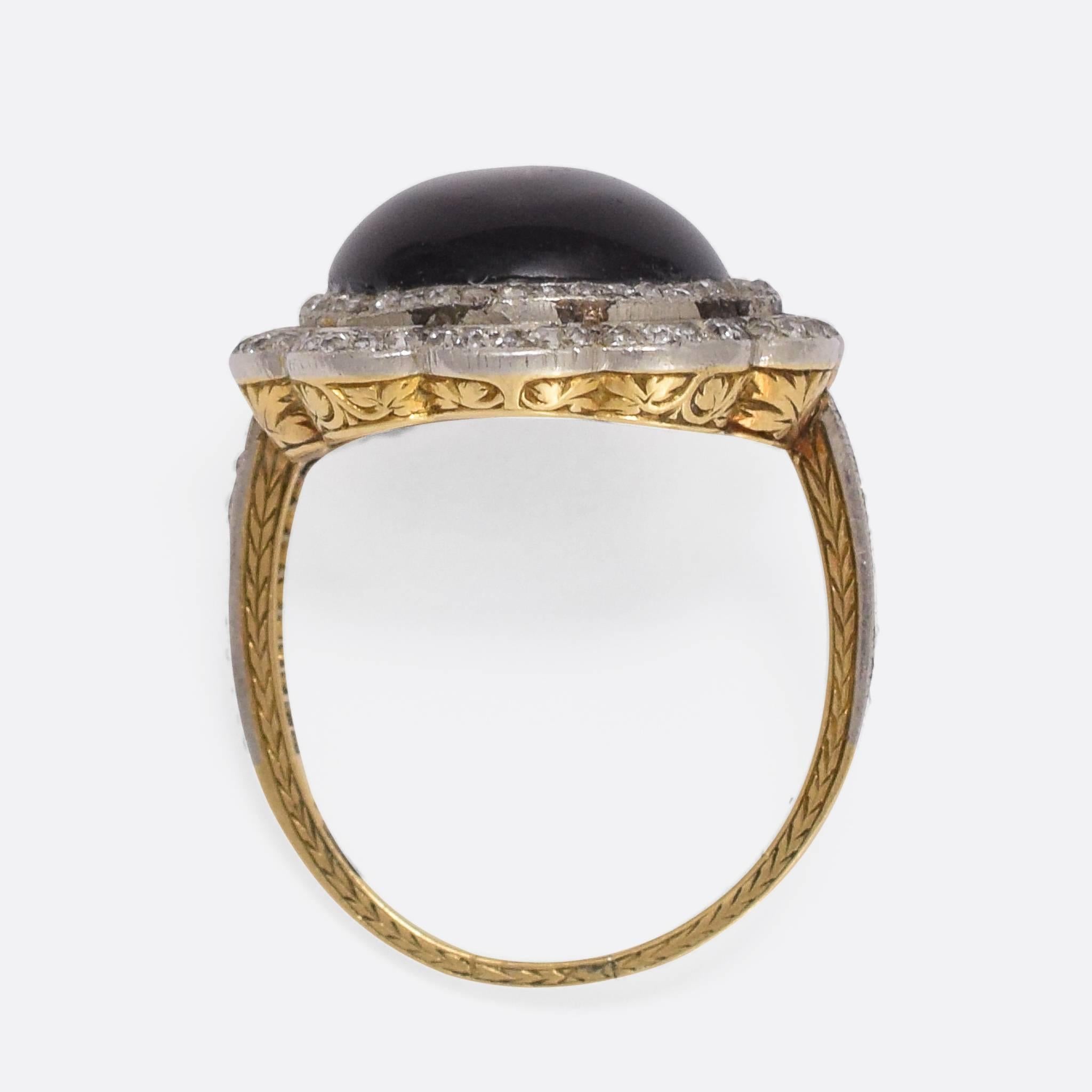 Women's or Men's French Onyx Diamond Ring