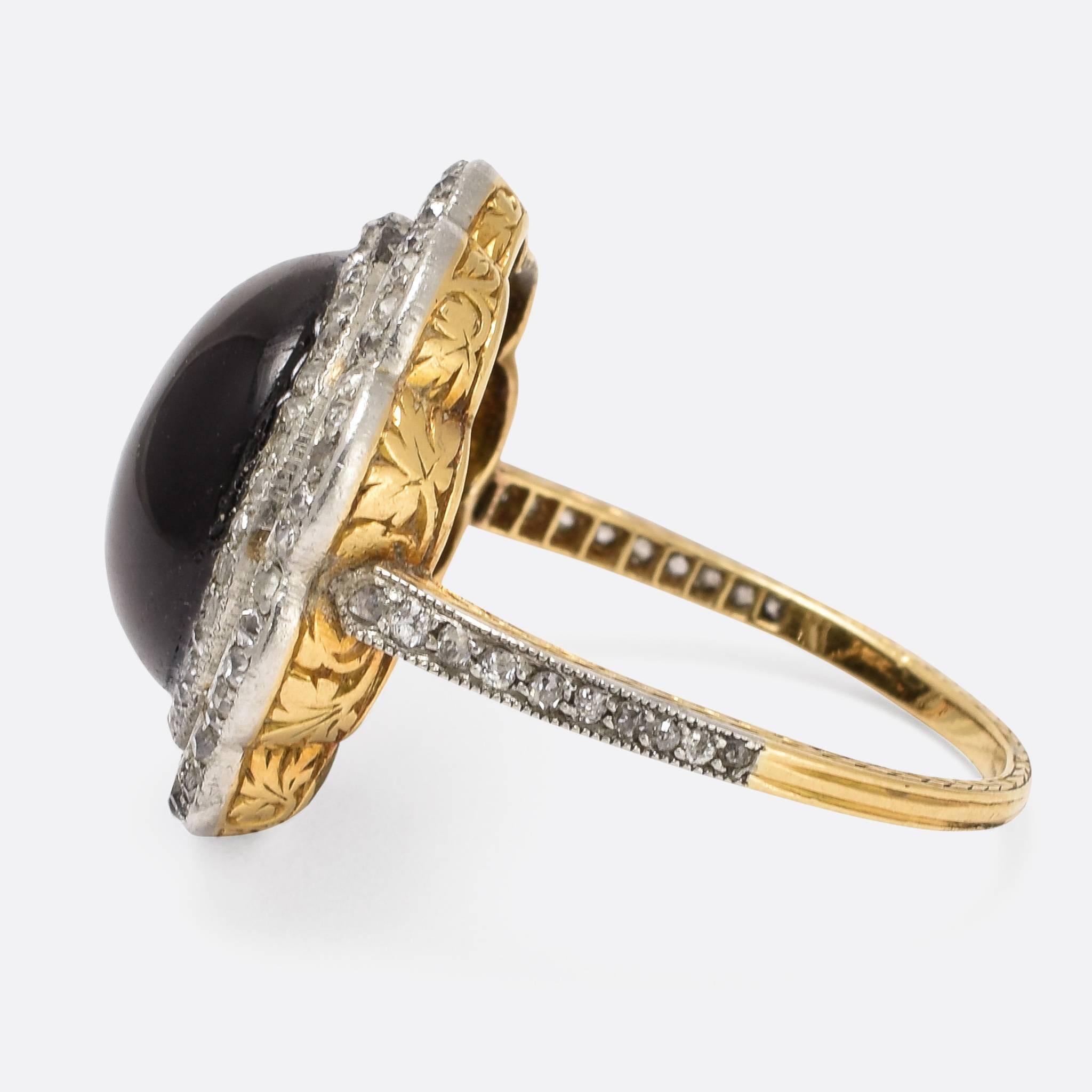Edwardian French Onyx Diamond Ring