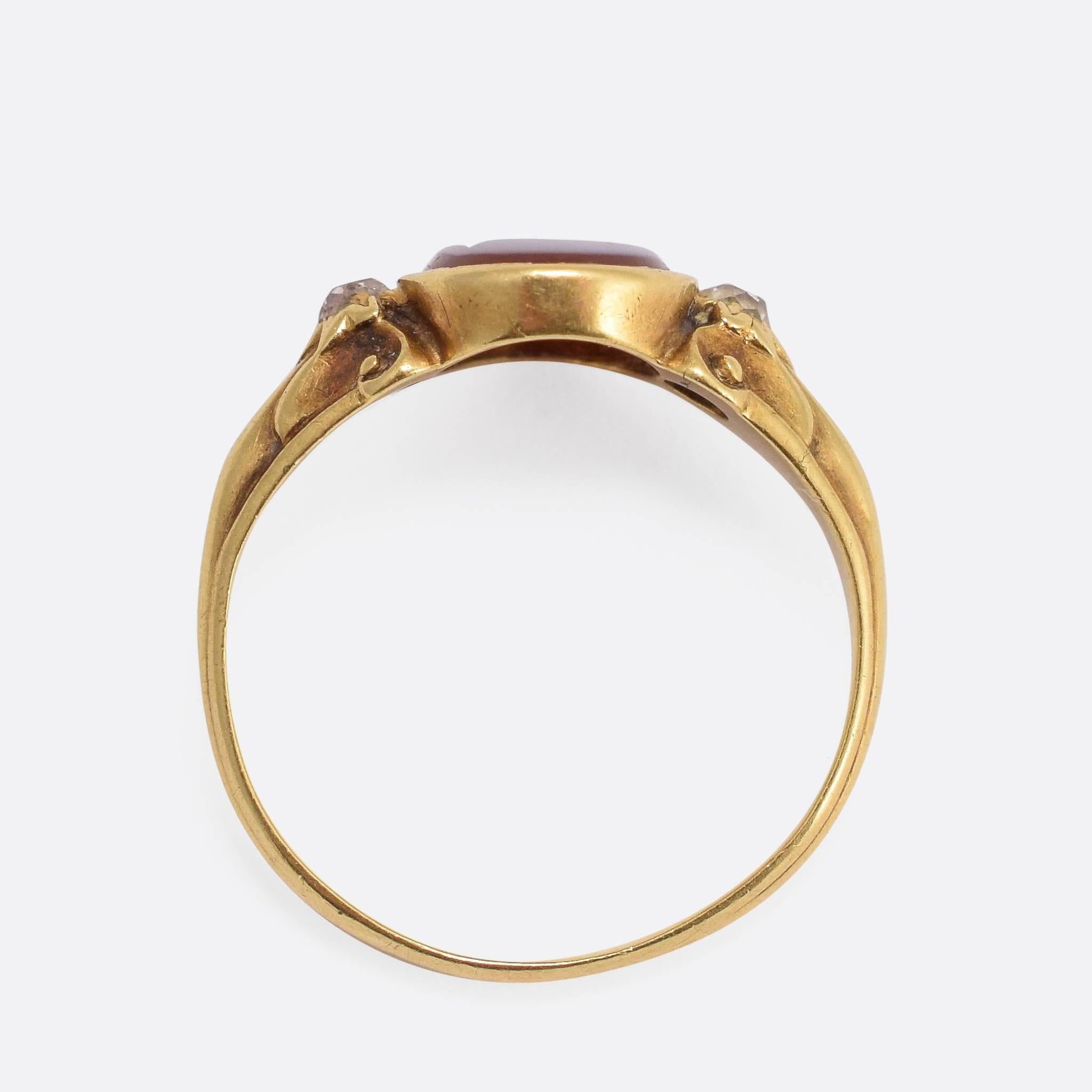 Women's or Men's Victorian Sardonyx Diamond 