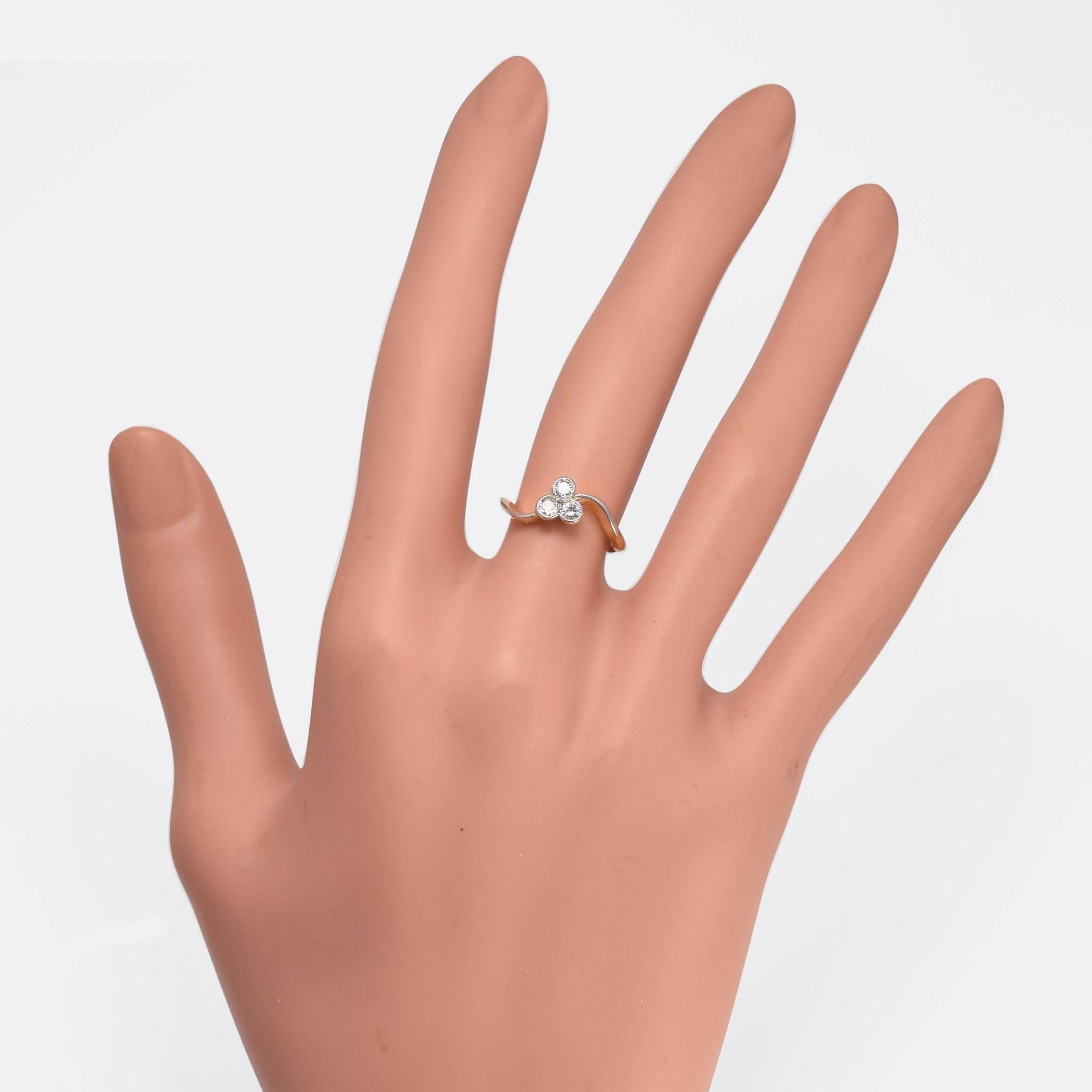 Women's or Men's Art Nouveau Diamond Trefoil Ring