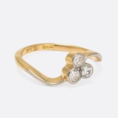 Art Nouveau Diamond Trefoil Ring