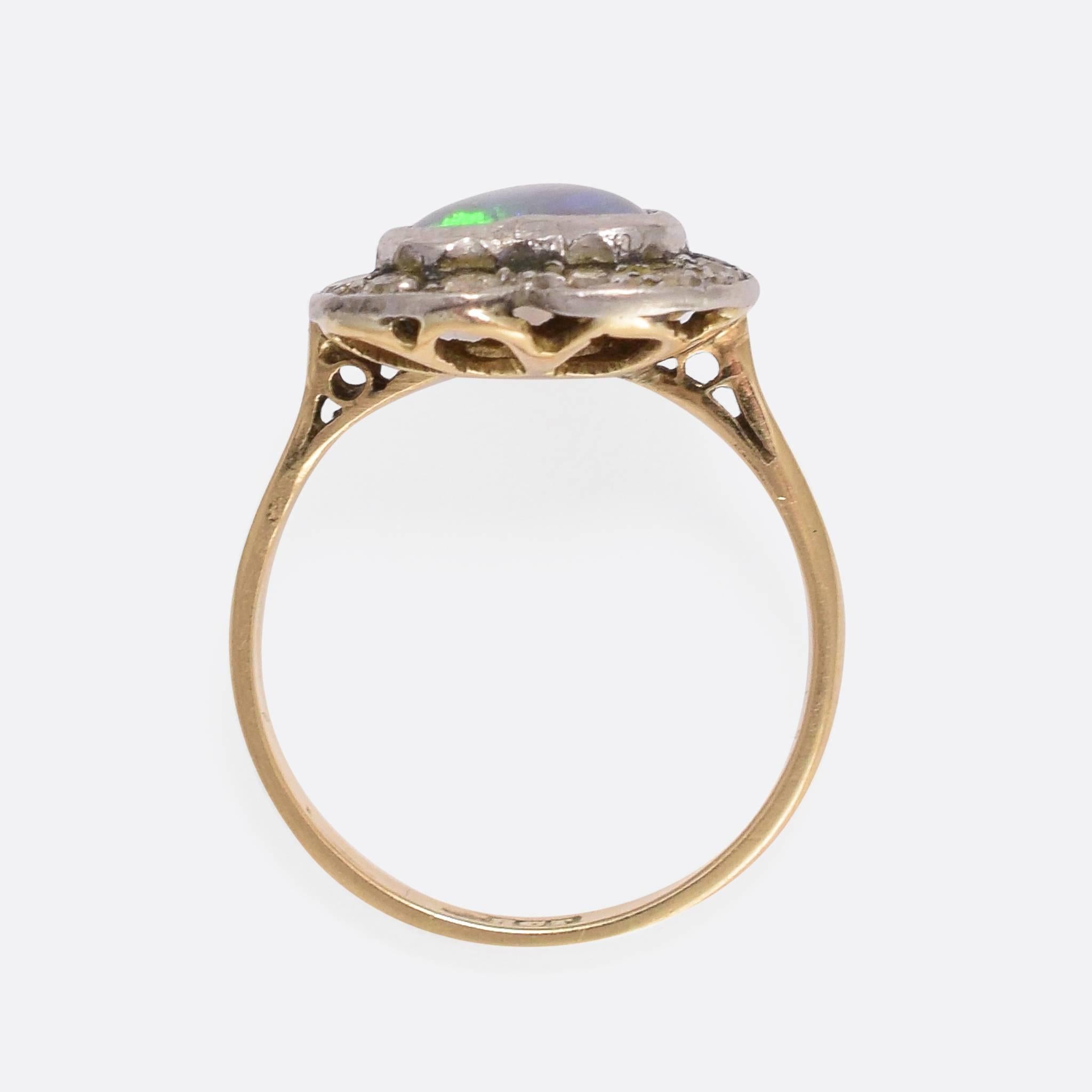 Women's or Men's Victorian Opal Diamond Heart Ring
