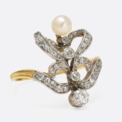 Edwardian Diamond Pearl Belle Époque Ring