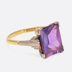 Art Deco Synthetic Alexandrite Cocktail Ring