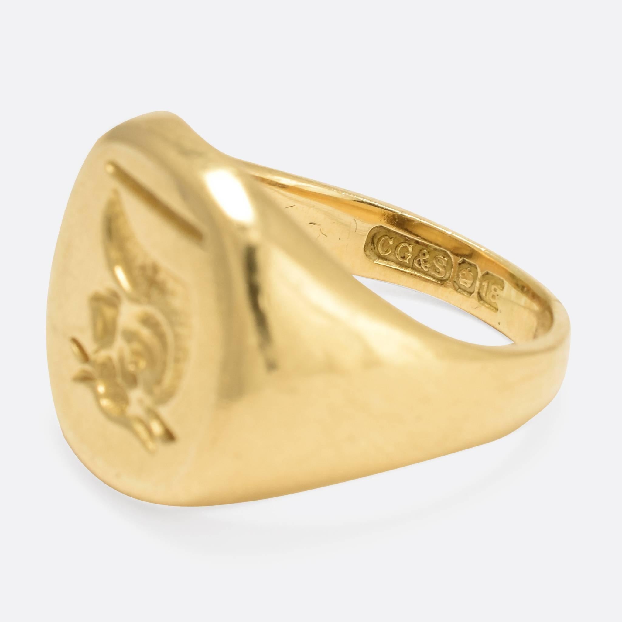 Art Deco 1920s Heraldic Bull Signet Ring