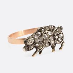 Victorian Diamond Lucky Pig Conversion Ring