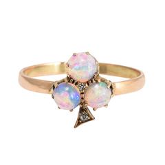 Edwardian Opal Diamond Trefoil Conversion Ring