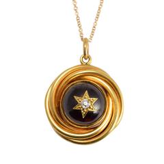 Victorian Diamond Garnet Infinity Knot Locket