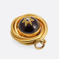 Victorian Diamond Garnet Infinity Knot Locket