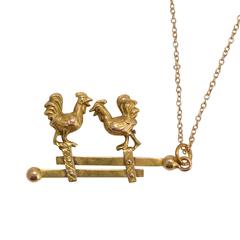 Victorian Articulated “Fighting Cocks” Pendant