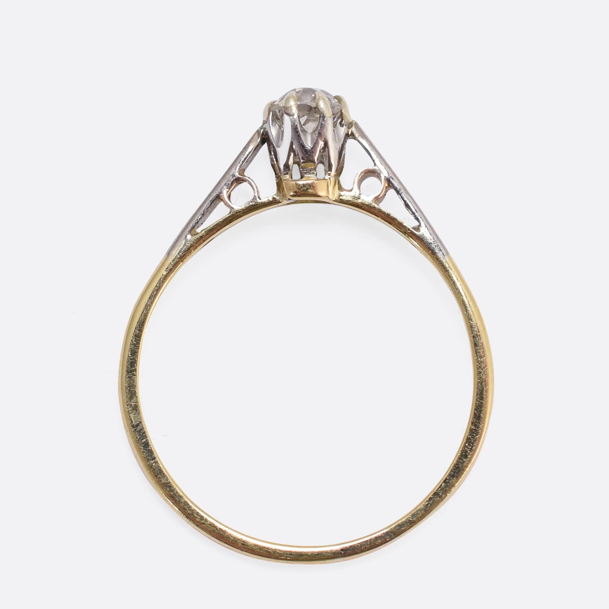Women's Edwardian .48ct Cushion Cut Diamond Solitaire Ring