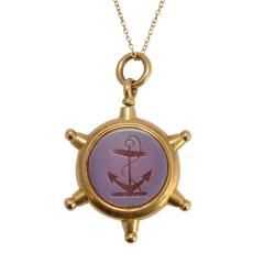 Antique Victorian "Ship’s Wheel" Anchor & Compass Pendant