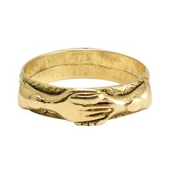 Early Victorian Gimmel Fede gold Handclasp Ring