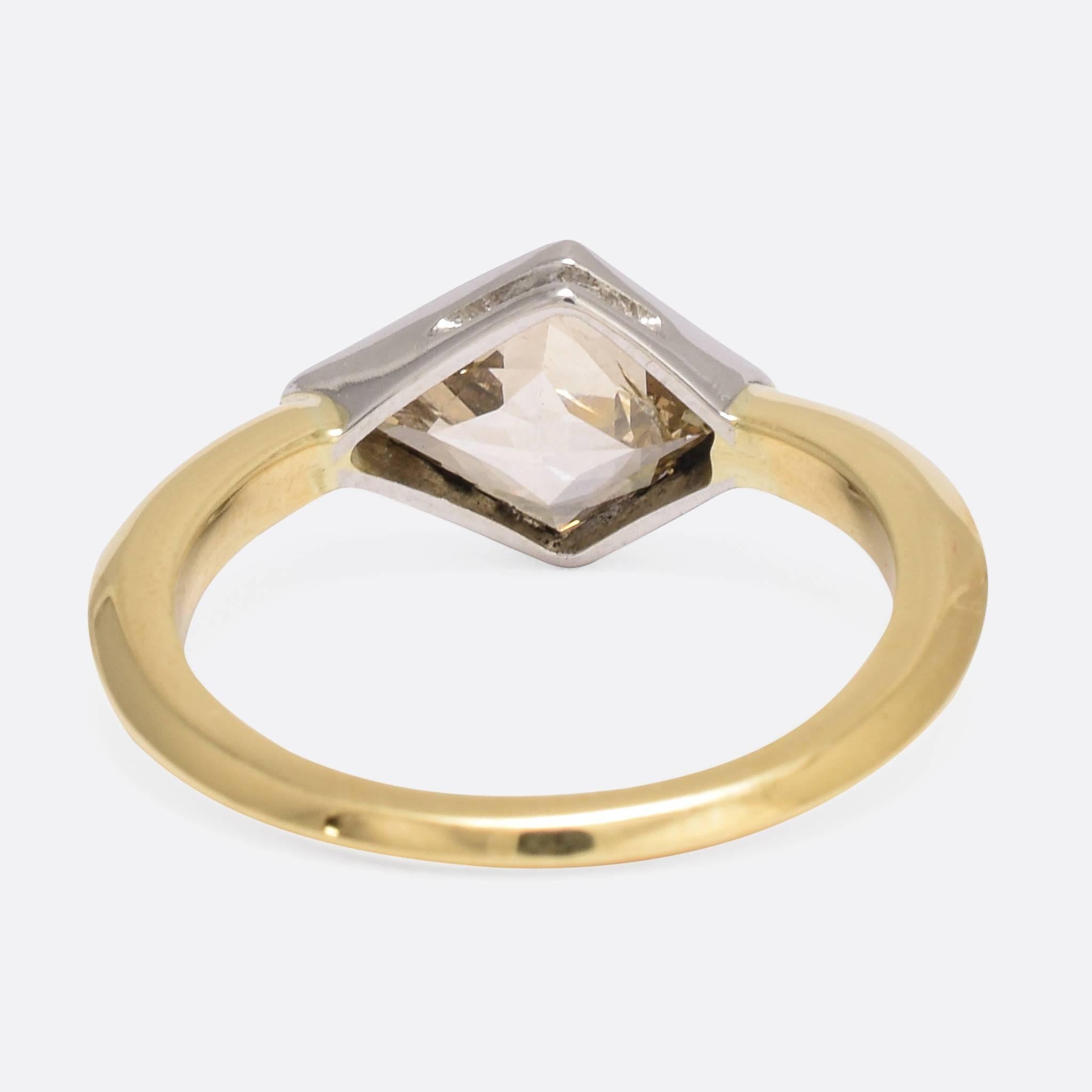 Women's 1.91 Carat Fancy Light Brown Kite Diamond Gold Ring