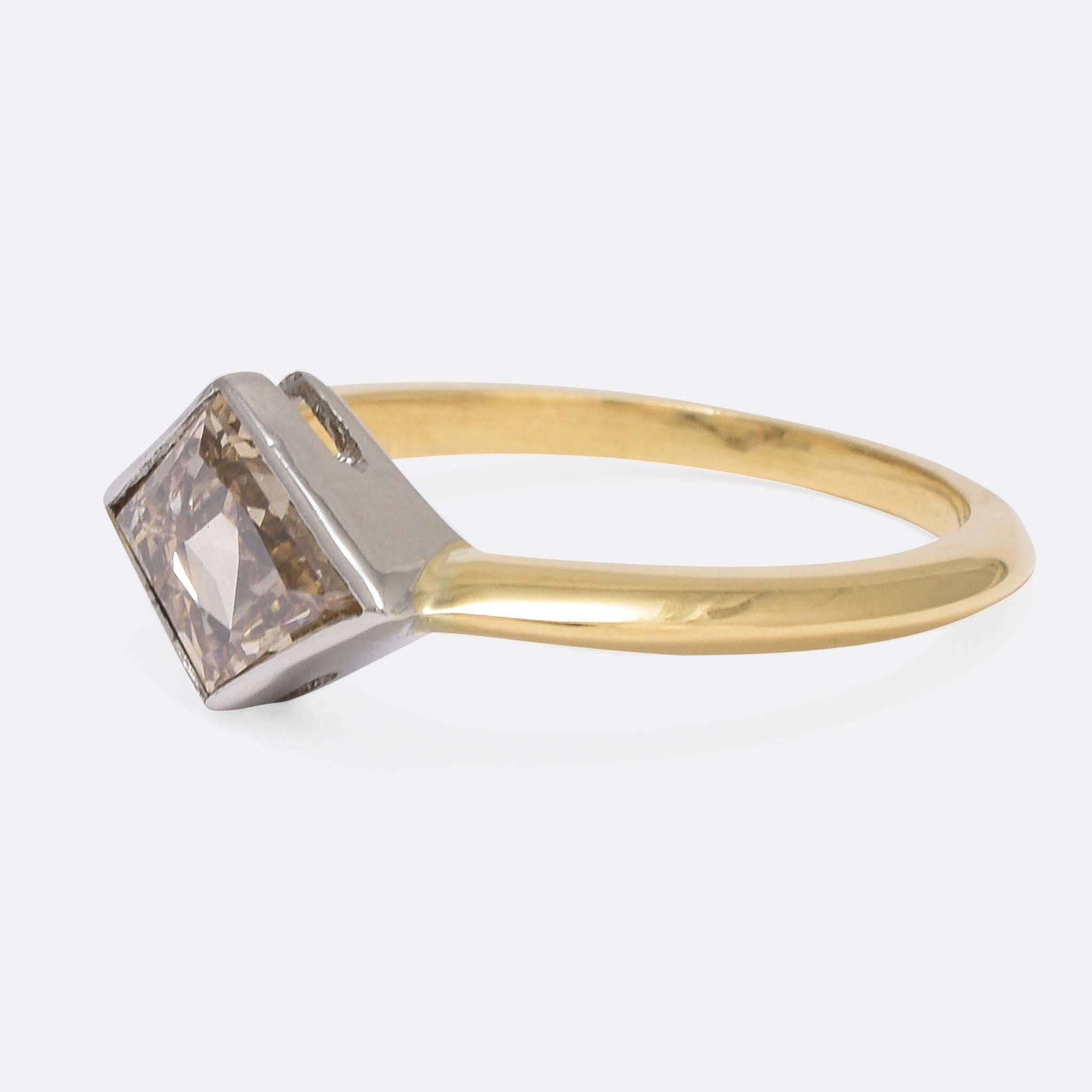 1.91 Carat Fancy Light Brown Kite Diamond Gold Ring In New Condition In Sale, Cheshire