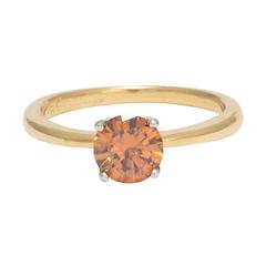 GIA Certified .81ct Fancy Orange Diamond Solitaire Ring
