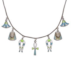 Vintage 1930s Egyptian Revival Enamelled Necklace