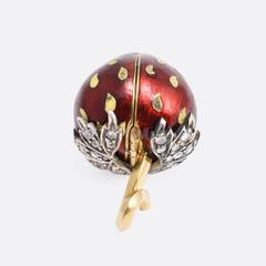 Antique Victorian Enamel Diamond Strawberry Locket