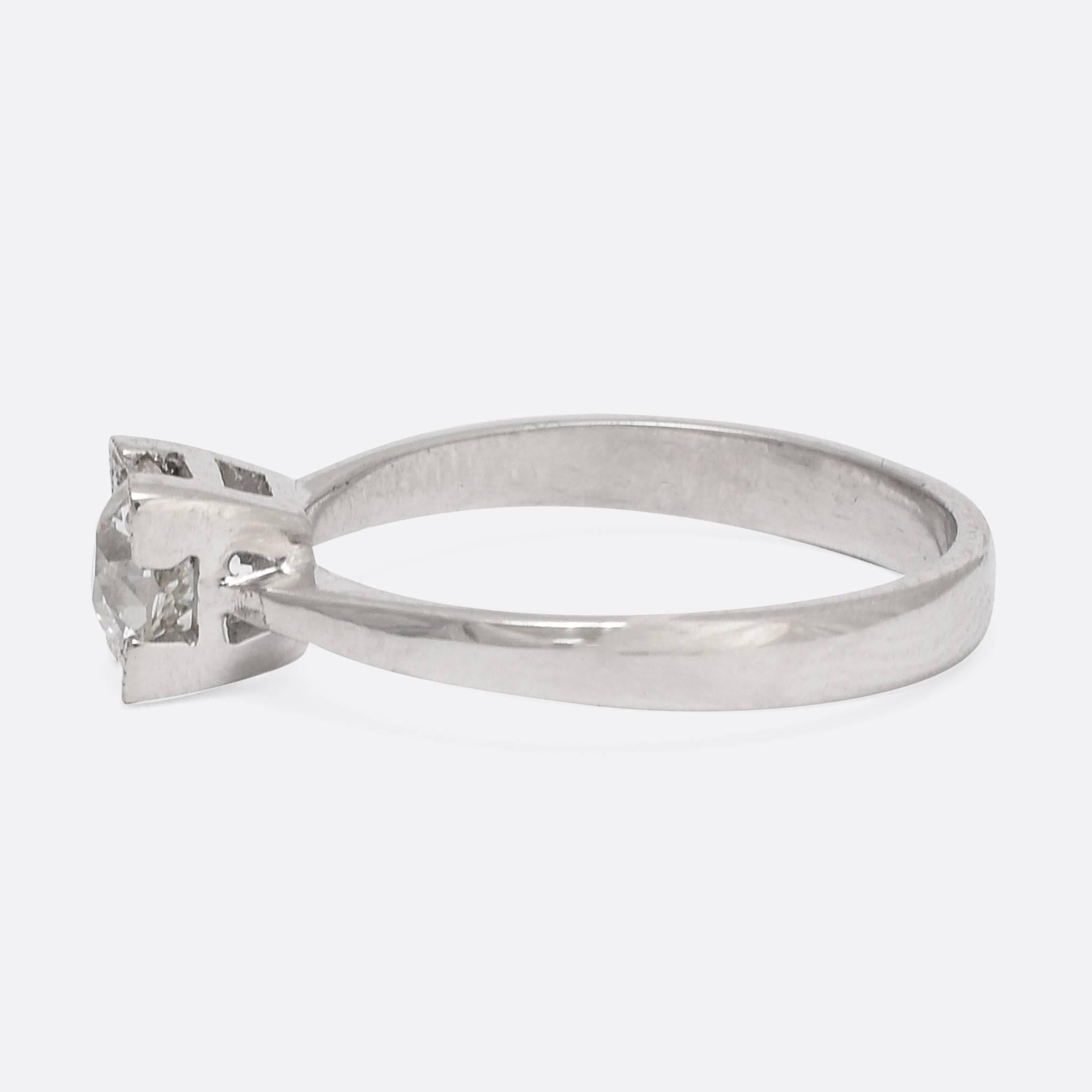 Art Deco GIA Certified 0.66 Carat Old European Cut Diamond Ring