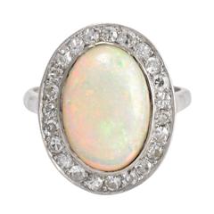 Edwardian 3.5 Carat Opal Diamond Cocktail Ring