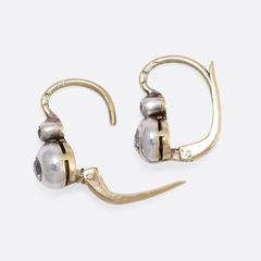 1940s Twin Diamond Leverback Earrings