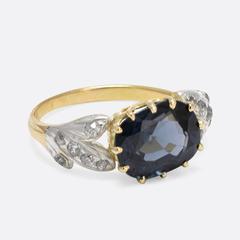 Early Victorian Dark Blue Spinel Diamond Ring