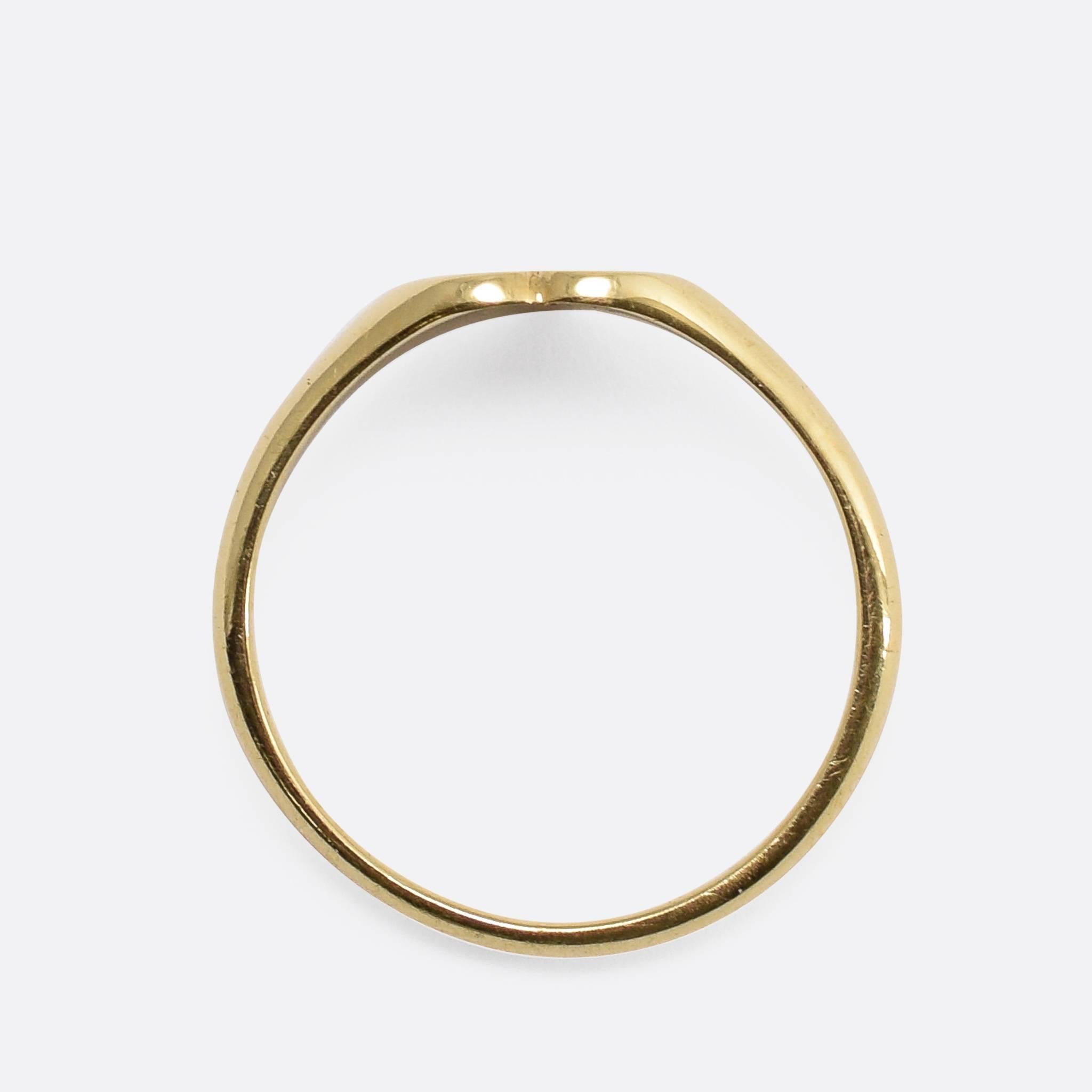 Women's or Men's Art Deco “Key To My Heart” Gold Signet Ring