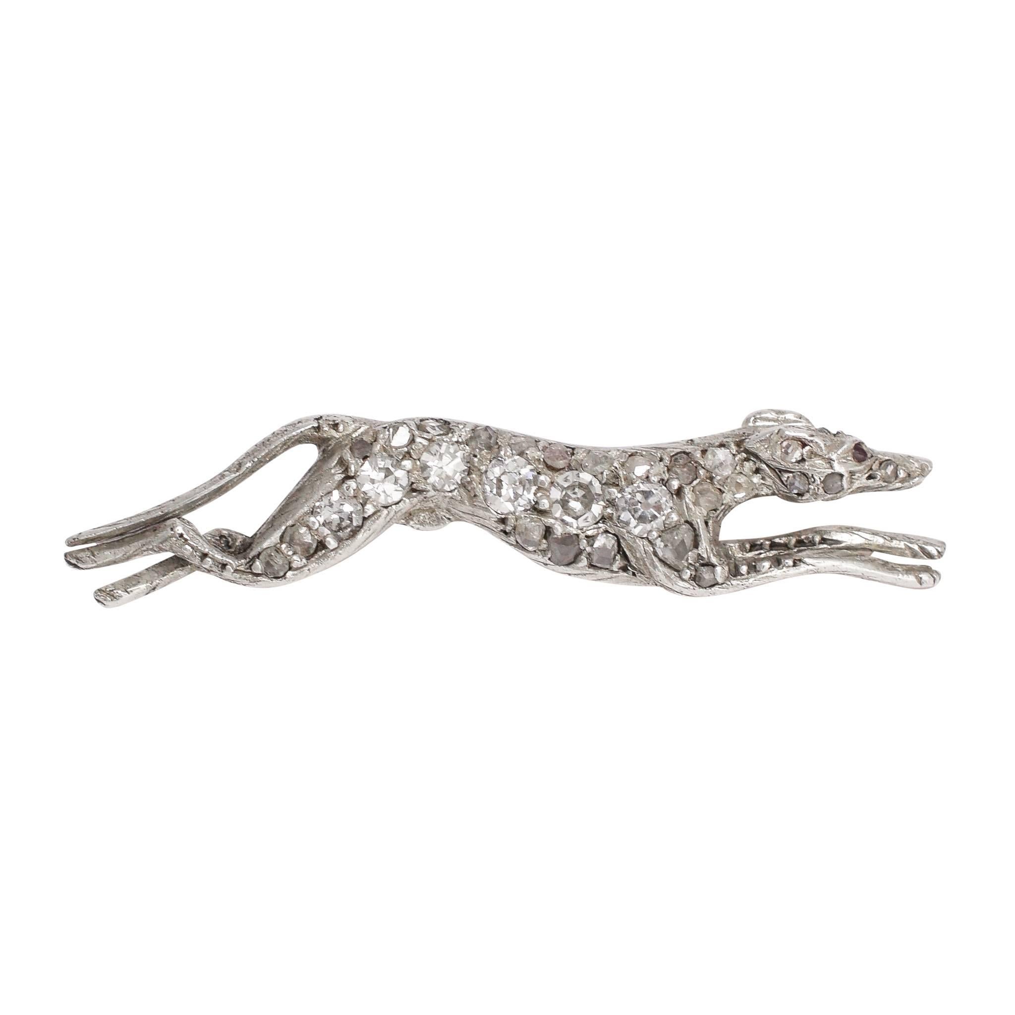 Antique Edwardian Diamond Platinum Dog Brooch