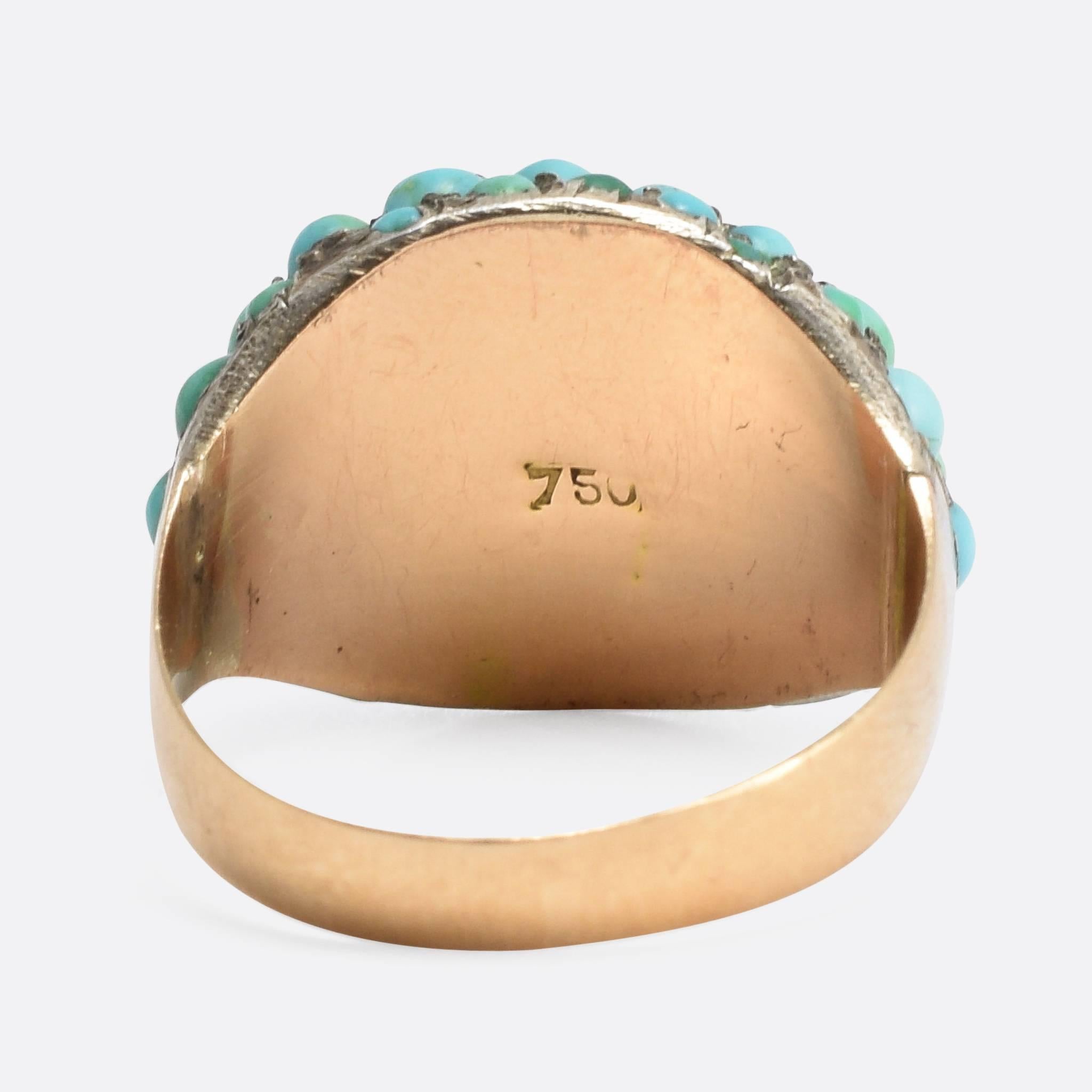 Women's Antique Victorian Pavé Turquoise Bombé Ring
