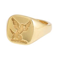 Contemporary Heraldic Intaglio Gold Signet Ring