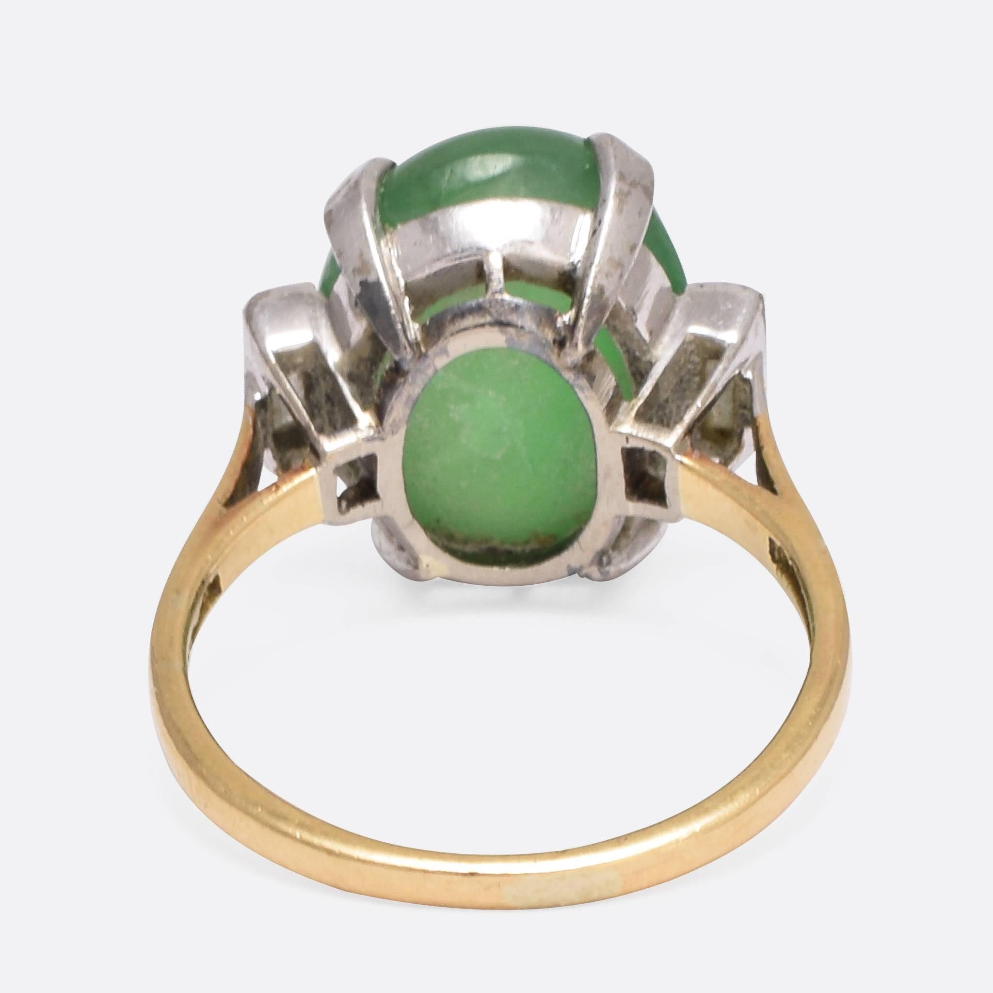 1920s Art Deco Jade Diamond Ring 1