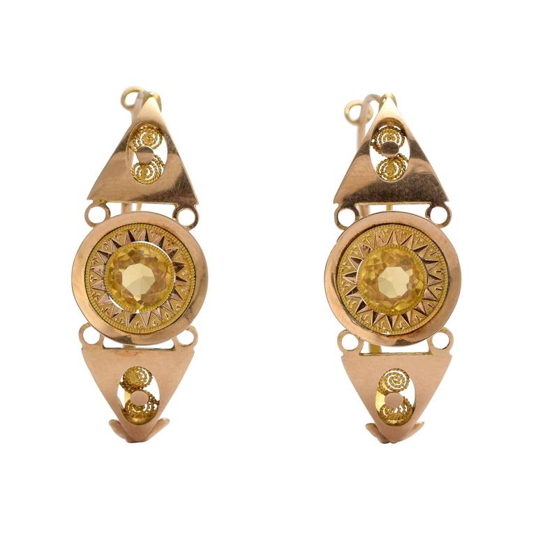French Late 18th Century Paste Gold Poissarde Earrings For Sale at 1stdibs