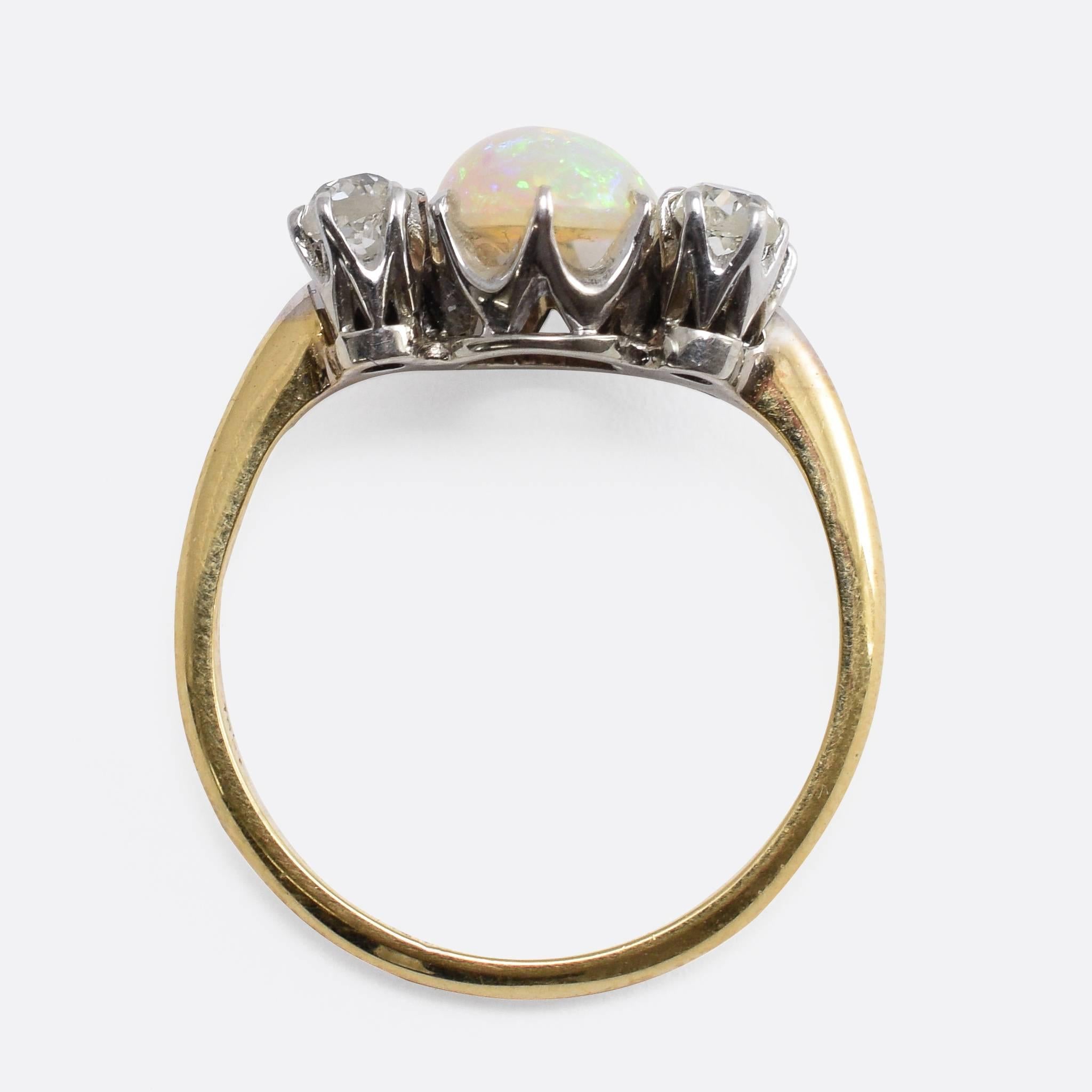 Antique Edwardian Offset Opal Diamond Ring 1