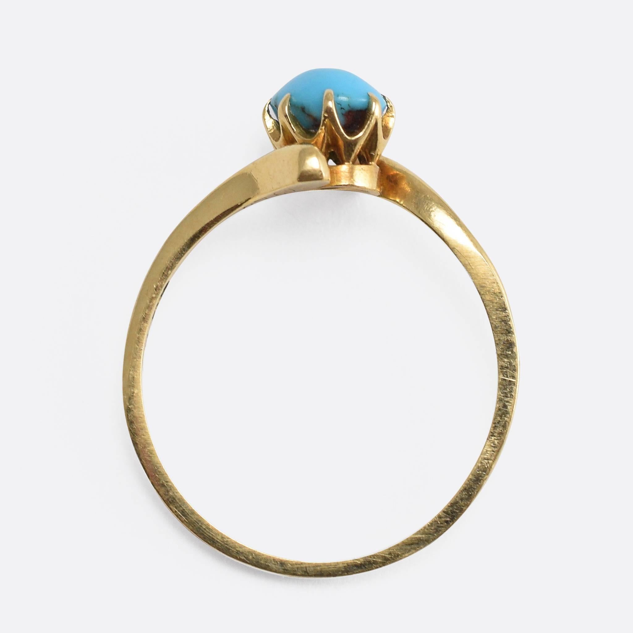 Women's Antique Art Nouveau Turquoise Crossover Ring