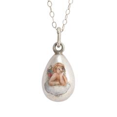 Antique Russian "Christ Is Risen" Miniature Egg Pendant 7