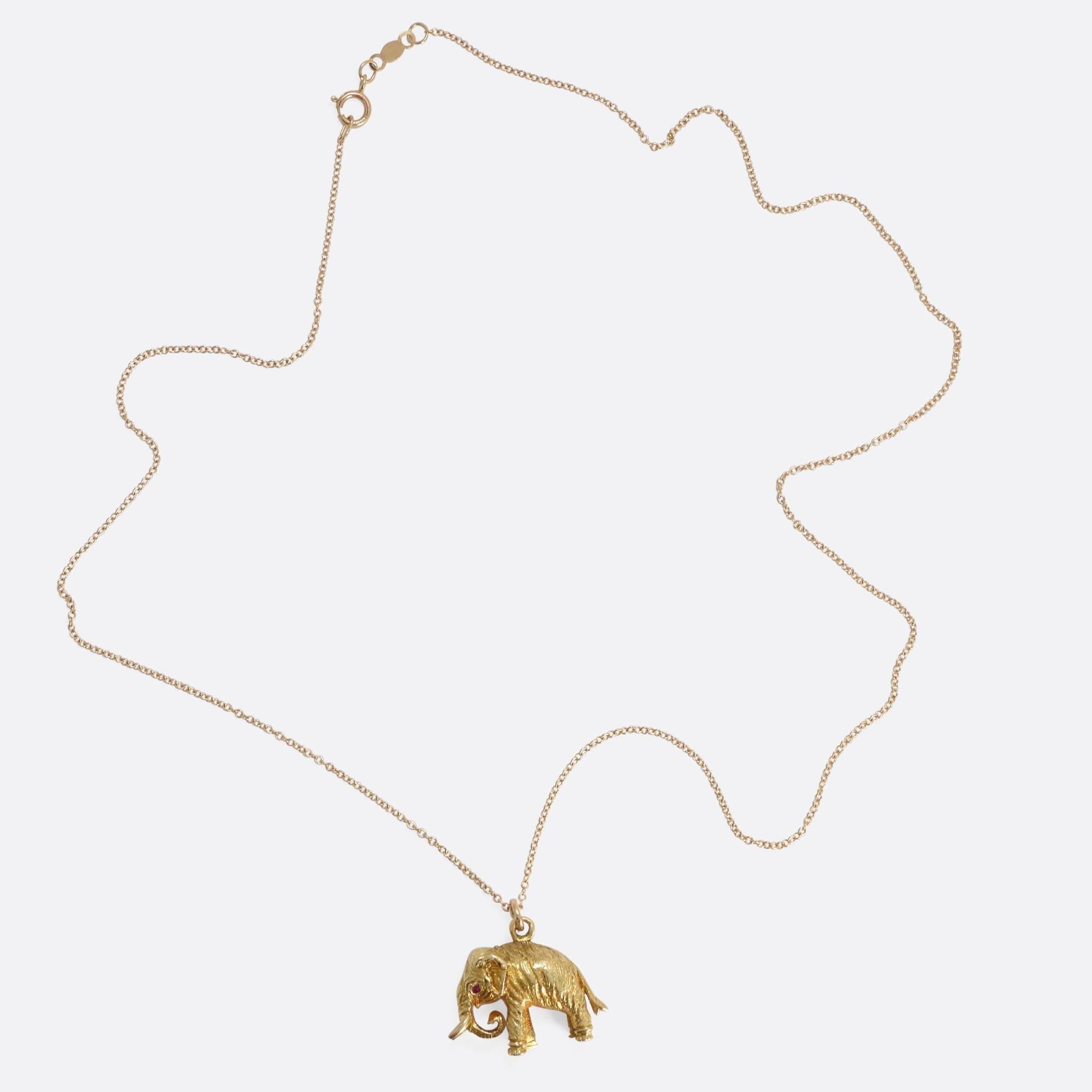 Women's Antique Victorian Gold Elephant Pendant For Sale