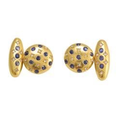 Antique Victorian Sapphire Diamond Gold Cufflinks