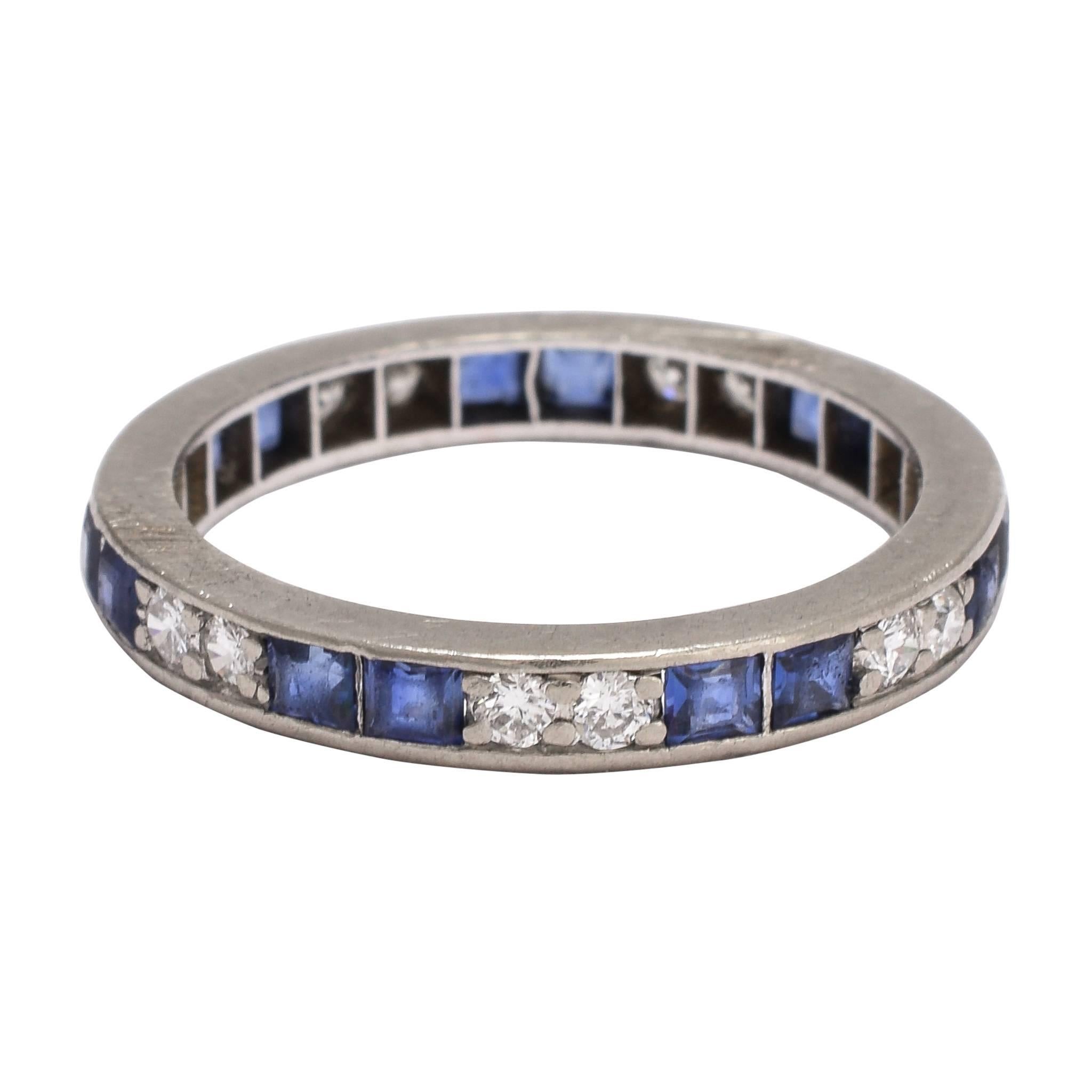1920s Art Deco Sapphire Diamond Eternity Ring