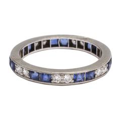 Antique 1920s Art Deco Sapphire Diamond Eternity Ring