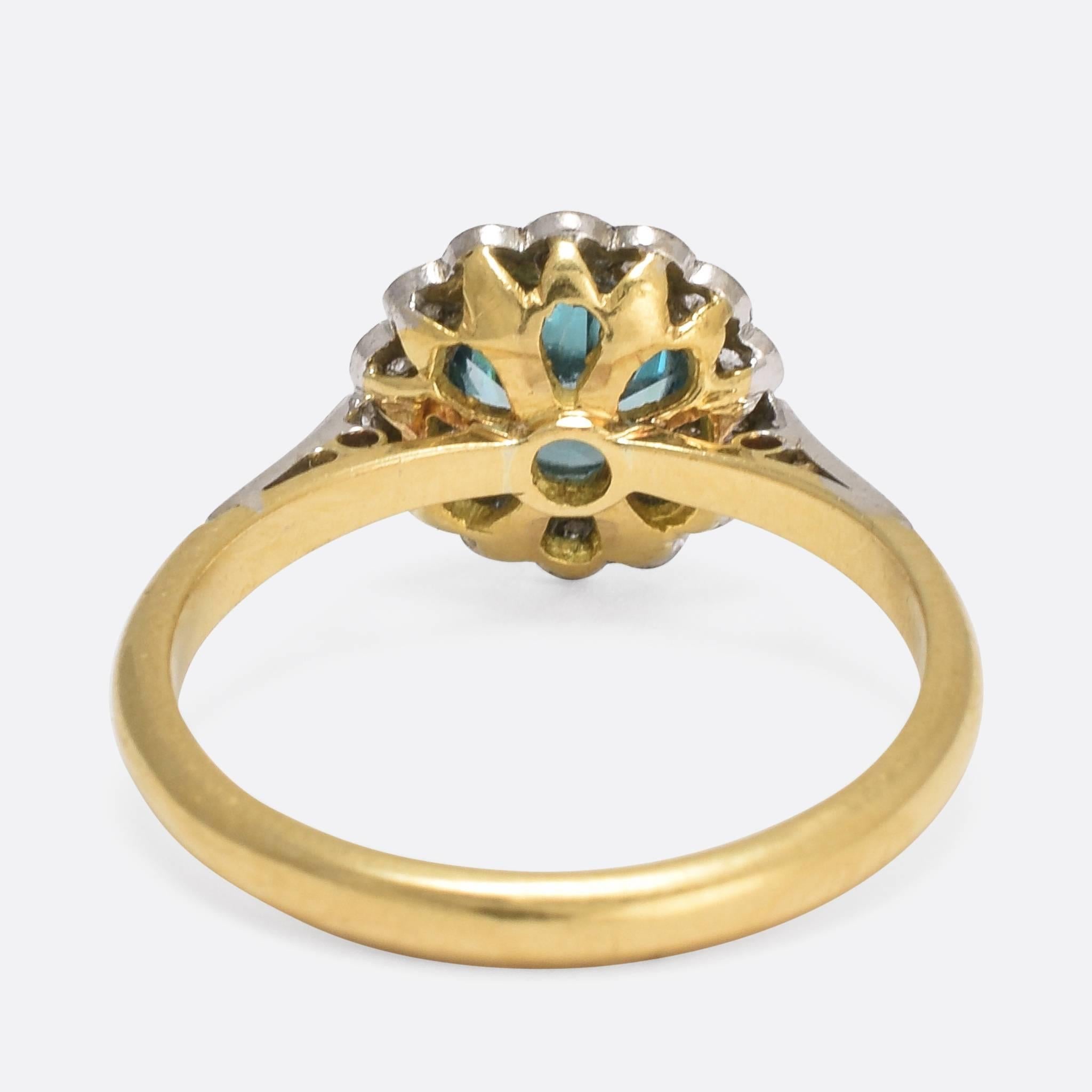 Art Deco Zircon Diamond Flower Cluster Ring In Excellent Condition In Sale, Cheshire