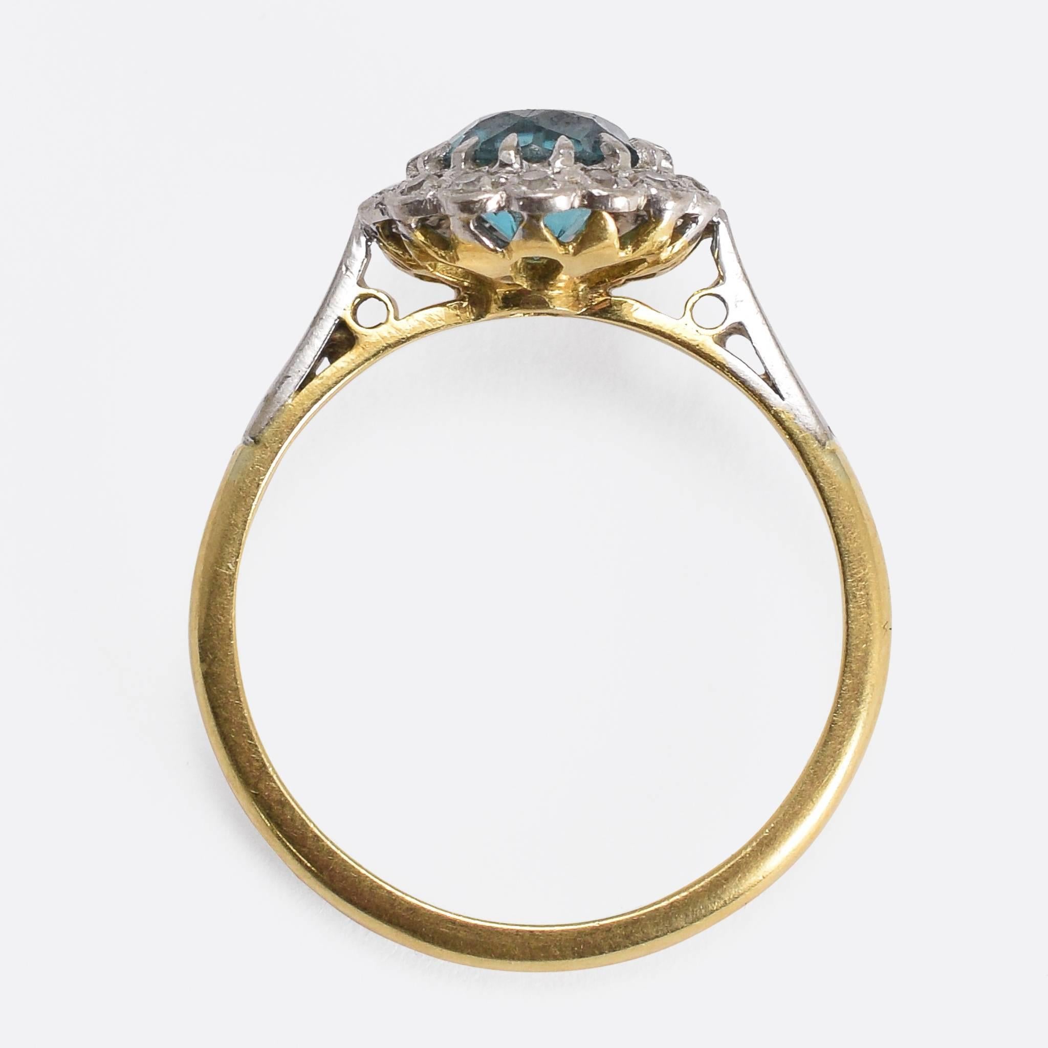 Women's Art Deco Zircon Diamond Flower Cluster Ring