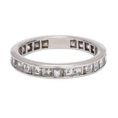 Antique 1920s 2 Carat Carre Cut Diamond Platinum Eternity Ring