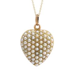 Antique Victorian Pavé Pearl Heart Pendant