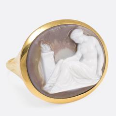 Georgian Hardstone Cameo Yellow Gold Venus Signet Ring