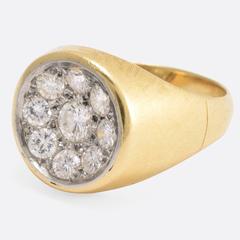 1940s Diamond Gold Concave Cluster Ring