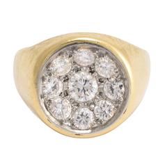 Used 1940s Diamond Gold Concave Cluster Ring