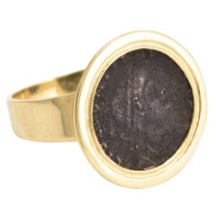 Antique Georgian Roman Coin Gold Signet Ring