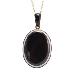 Antique Victorian Banded Agate Oval Locket